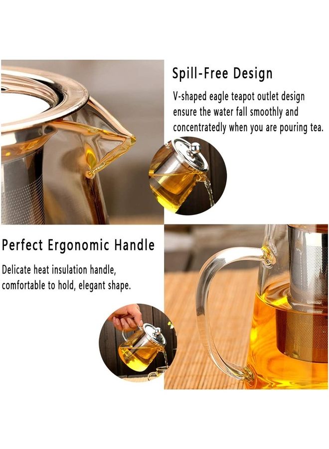 Glass Infuser Teapot Clear/Silver 750ml