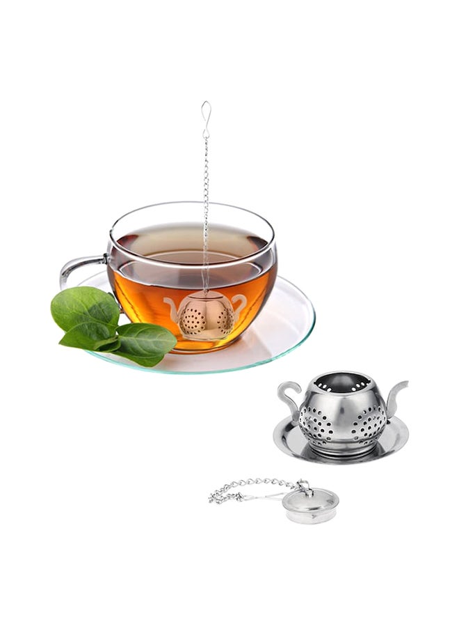 2-Piece Practical Tea-Strainer Set Silver 5.3x3.2cm