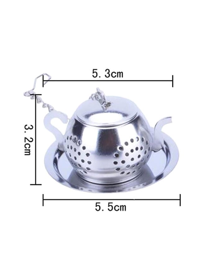 2-Piece Practical Tea-Strainer Set Silver 5.3x3.2cm