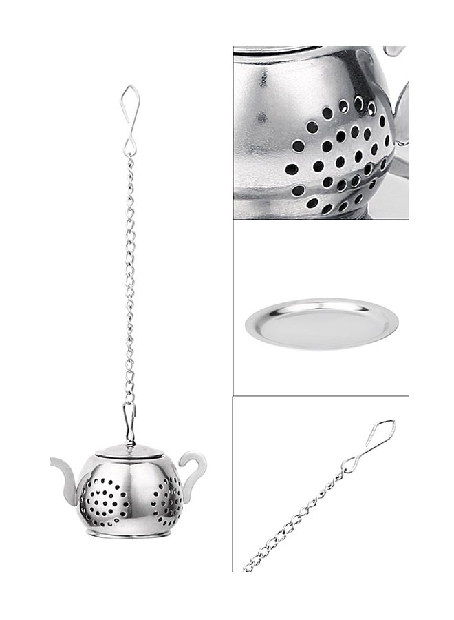 2-Piece Practical Tea-Strainer Set Silver 5.3x3.2cm