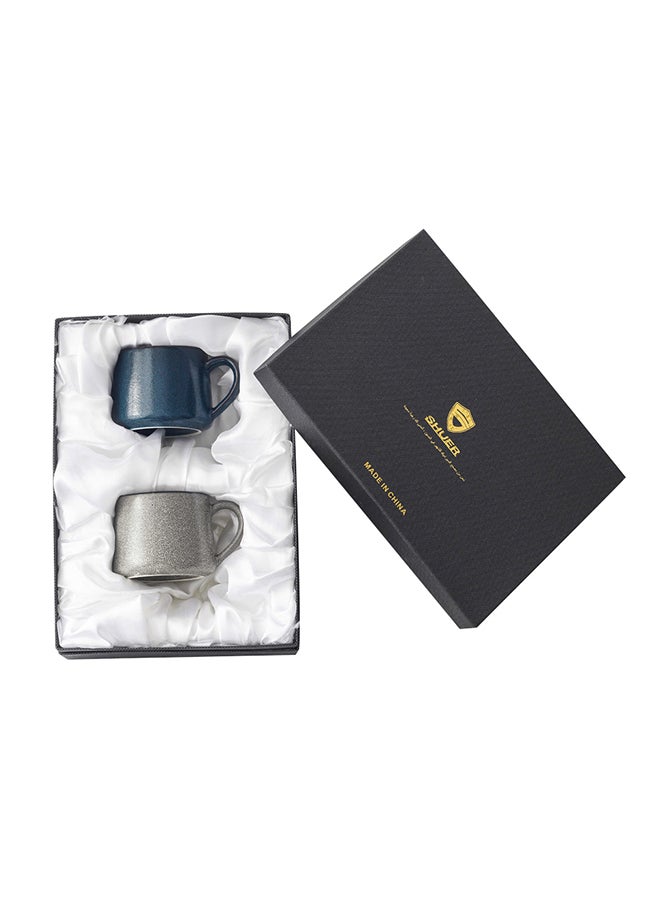 2-Piece Ceramic Necked Mug Blue 11.6x9.3x7.4cm