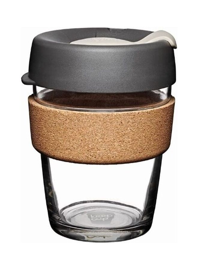 Coffee Cup With Lid Grey/Gold/Clear 10 x 7cm