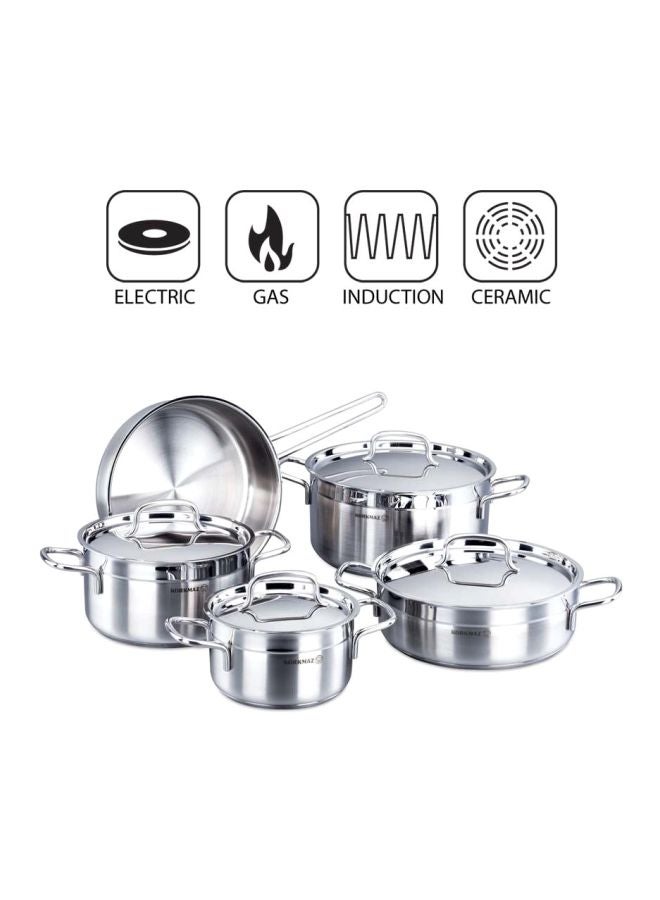 9-Piece Alfa Stainless Steel Cookware Set Silver