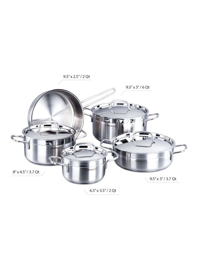 9-Piece Alfa Stainless Steel Cookware Set Silver