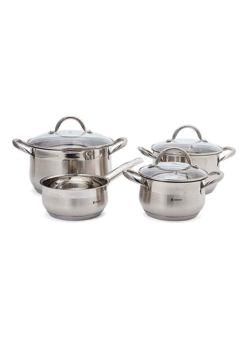 7-Piece  Induction Cookware Set Stainless Steel Silver