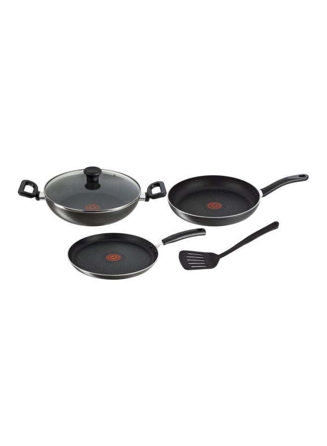 5-Piece Delicia Cookware Set Black Kadhai (24), Tawa (26), Fry Pan (24)cm