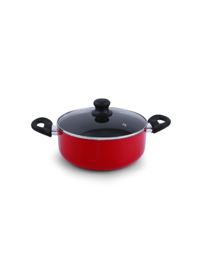 8-Piece Non-stick Scratch Resistant Cookware Set Red 24x11(Casserole with Lid), 20x9(Casserole with Lid), 24x5(Frypan without Lid), 18x8.5(Saucepan with Lid)cm