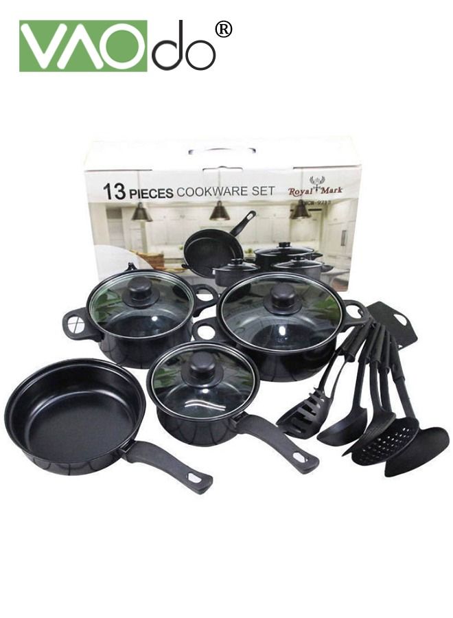 13PCS Cookware Set Non Stick Pan Set Frying Pan Soup Pan with Spatula Set