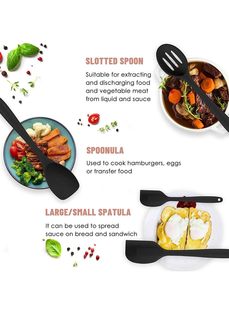 12-piece Silicone Kitchen Utensils Set, Non-stick Cookware Is Heat-resistant, BPA-free, Stirring Kitchen Tool Set (Black)