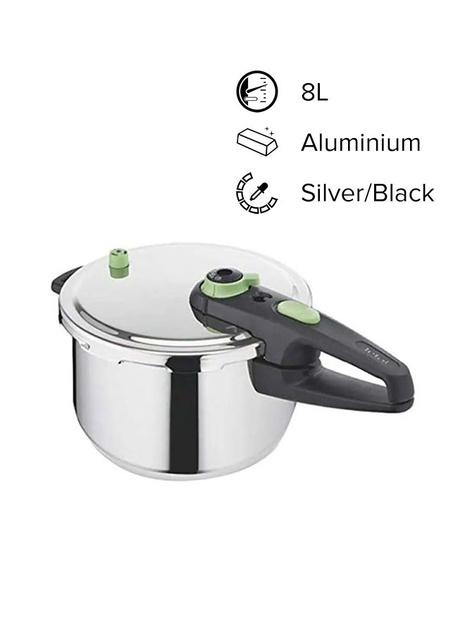 Pressure Cooker Pot, Stainless Steel Induction 8L Silver/Black 8Liters