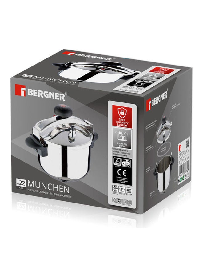 Stainless Steel Munchen Induction Bottom Pressure Cooker Stainless Steel 6Liters