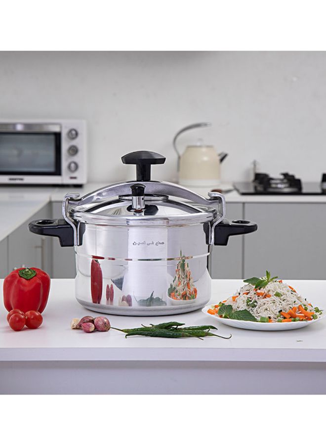 Aluminum Multi-Safety Device With Cool Touch Handles Pressure Cooker Silver 9Liters