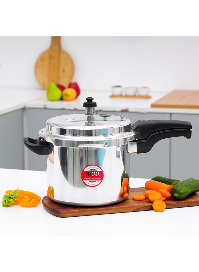 Aluminium Induction Base Pressure Cooker Lightweight & Durable Cooker With Lid, Cool Touch Handle And Safety Valves Ideal For Gas And Solid Hotplates 3Liters