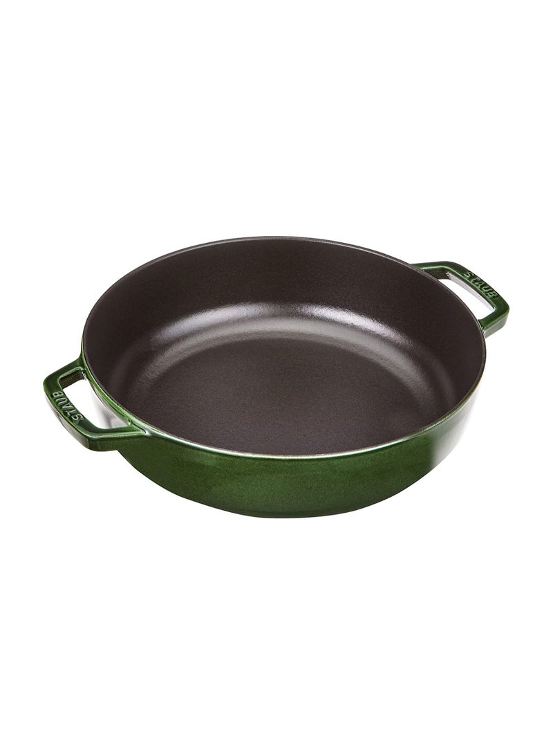 STAUB Cast Iron 28cm Braiser Sauté Pan With Chistera Lid Basil