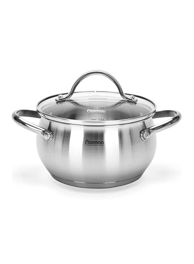 Stainless Steel Stockpot with Glass Lid Silver 24x13cm