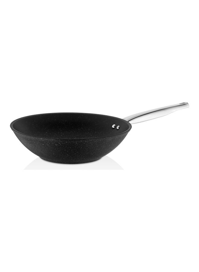 Non Stick Wok Fry Pan With Handle Black 28cm