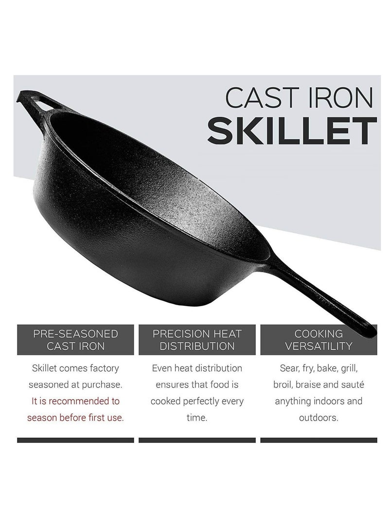Cast Iron Skillet Pre Seasoned Iron Skillet Compatible With Gas Induction Oven And Grill Made In INDIA 25cm