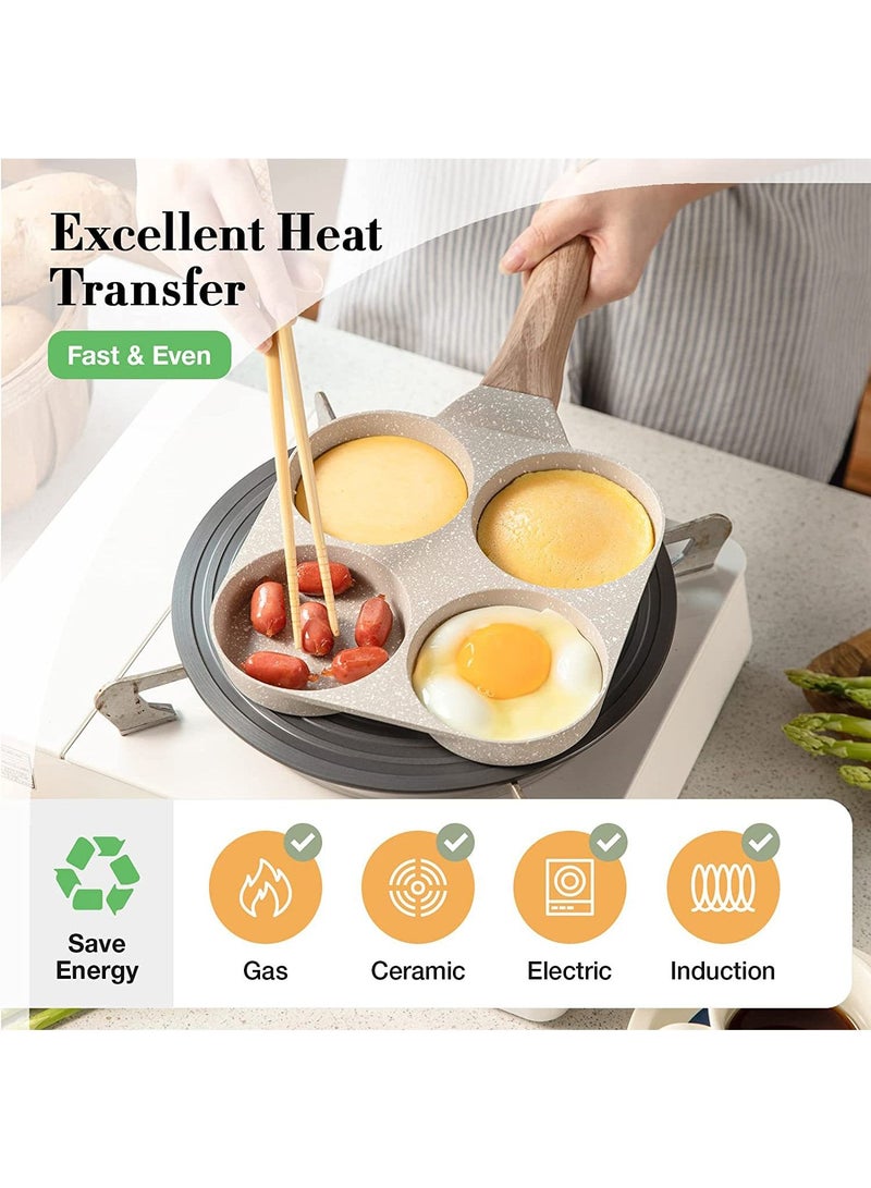 Egg Pan Omelette Pan, 4-Cup Nonstick Granite Omelette Skillet - Pancake Pan and Healthy Egg Cooker Suitable for Gas Stove & Induction Cookware