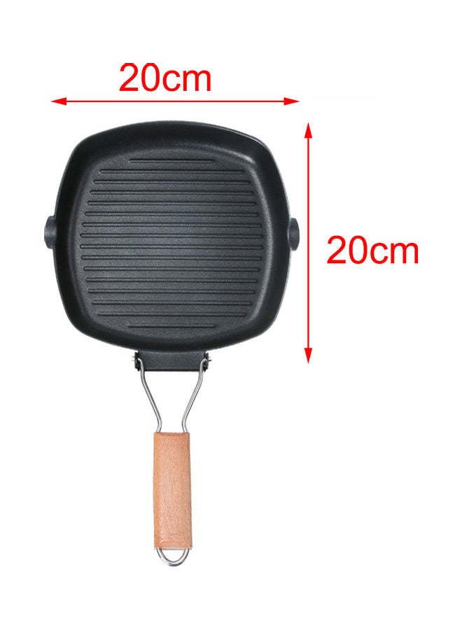 Flat Bottom Steak Breakfast Frying Pan Non-stick Induction Cooker Saucepan Black 23x22.5x4cm
