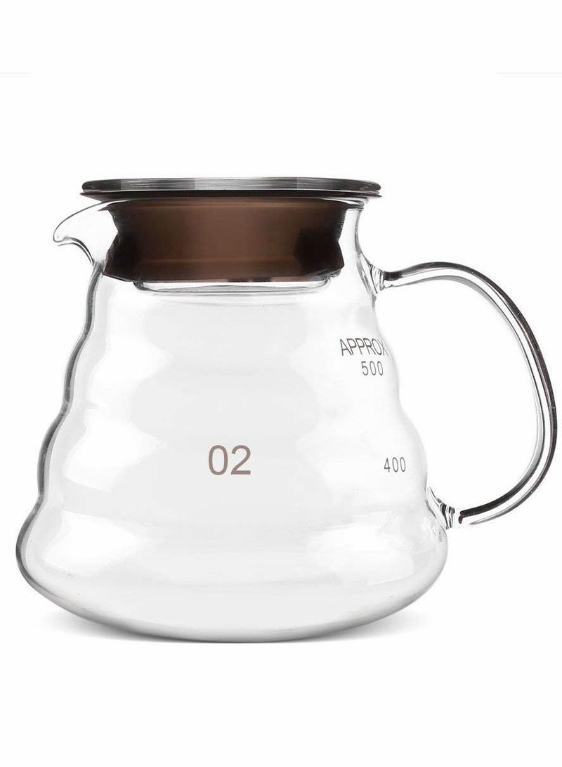 Glass Coffee Kettle, Thickened Heat Resistant Glass, Glass Hand Coffee Pot, Cloud Pot Filter Cup Filter Sharing Pot Household Coffee Pot, Coffee Pitcher (500ML)