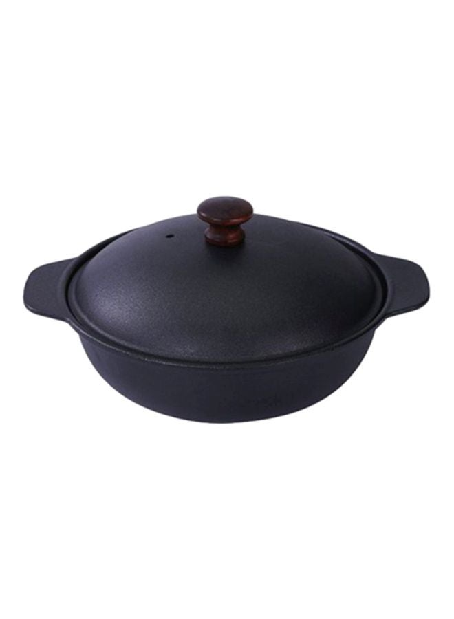 Cast Iron Pan With Lid | Withstands Very High temperatures | Black 24cm