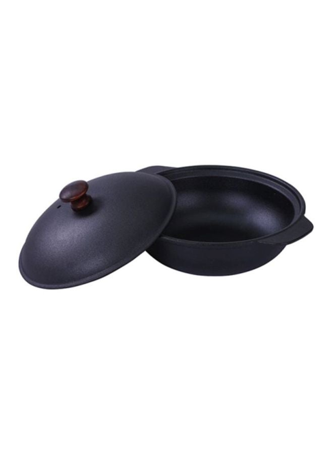 Cast Iron Pan With Lid | Withstands Very High temperatures | Black 24cm
