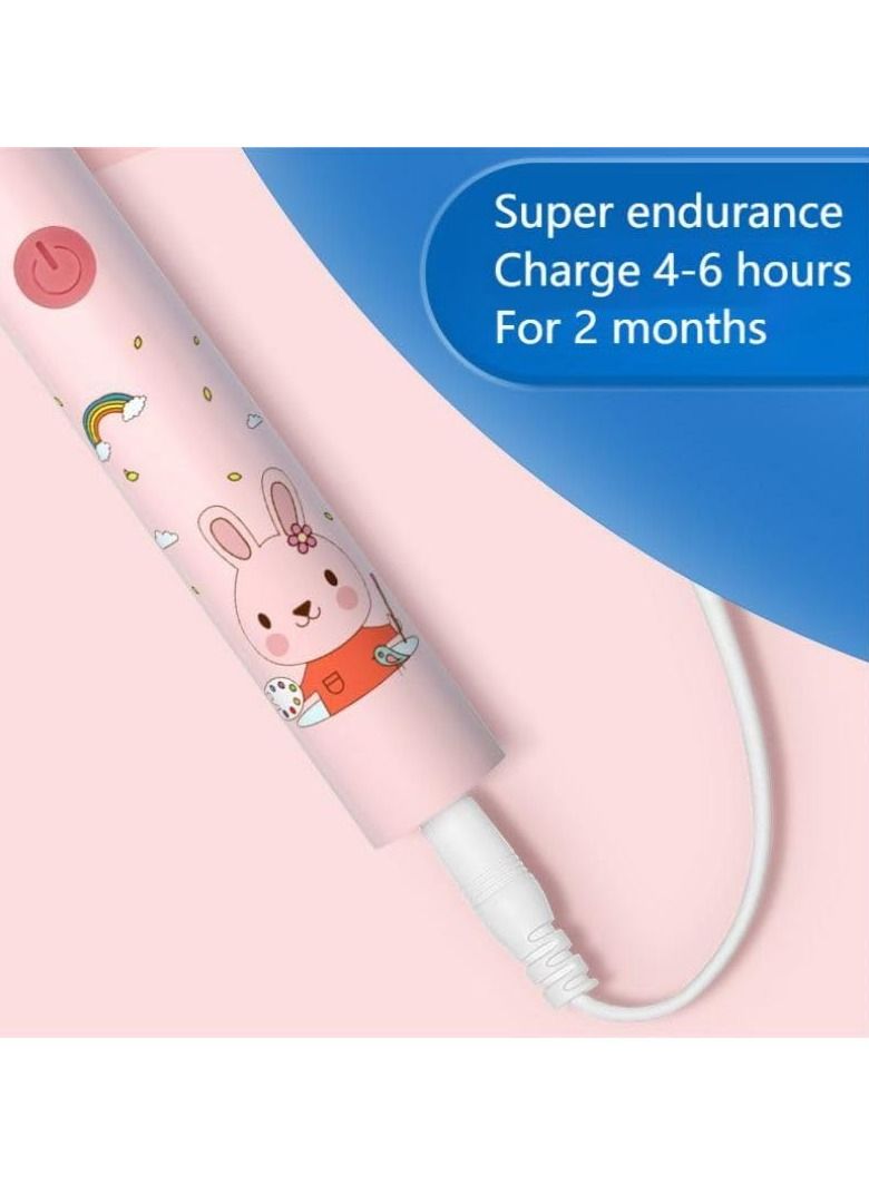COOLBBAY Children's Electric Toothbrush Cute Cartoon Soft Bristles Electric Toothbrush Smart Timing Sonic Electric Toothbrush Blue
