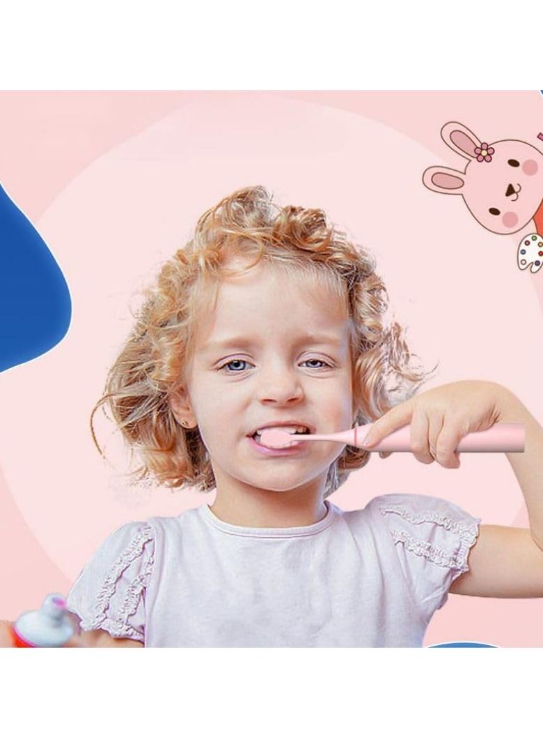 COOLBBAY Children's Electric Toothbrush Cute Cartoon Soft Bristles Electric Toothbrush Smart Timing Sonic Electric Toothbrush Blue