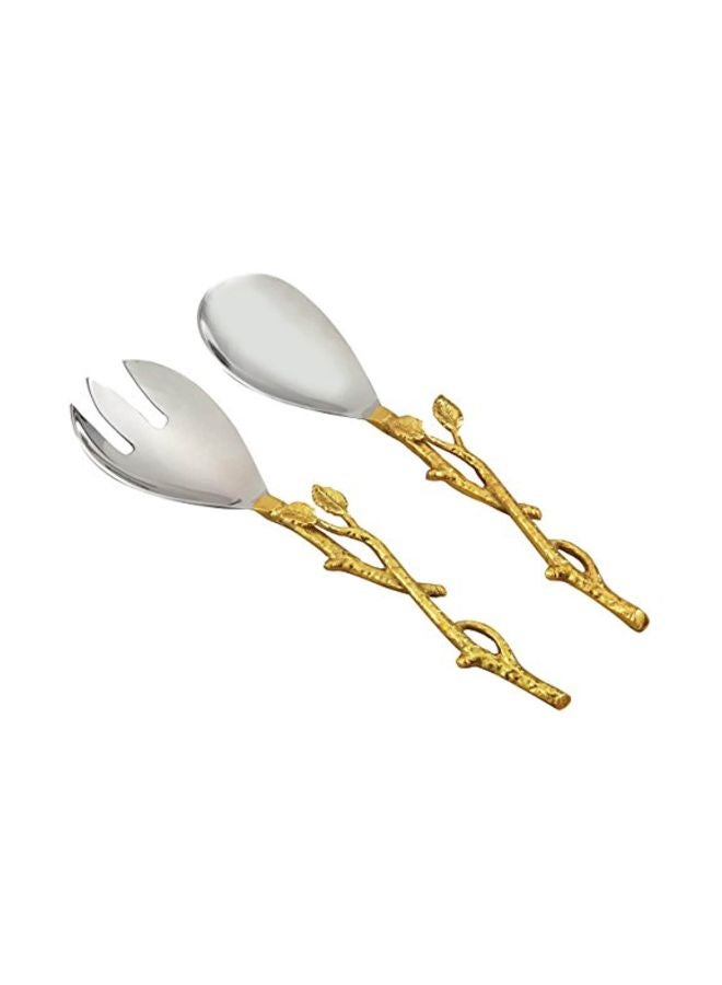 2-Piece Salad Server Set Gold/Silver 12inch