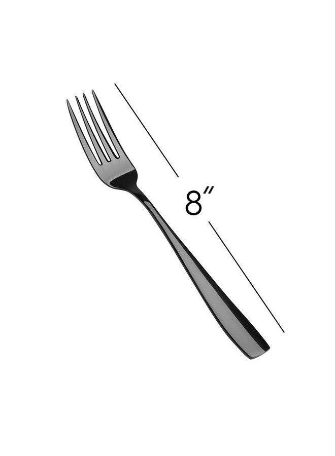 12Piece Black Stainless Steel Dinner Forks Cutlery Forks Set8Inches
