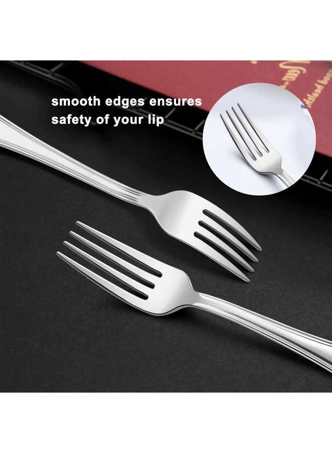 Salad Forks Set Of 12 Lianyu 6.7 Inches Stainless Steel Forks Silverware Appetizer Dessert Forks With Scalloped Edge Cutlery Flatware Forks For Home Restaurant Dishwasher Safe