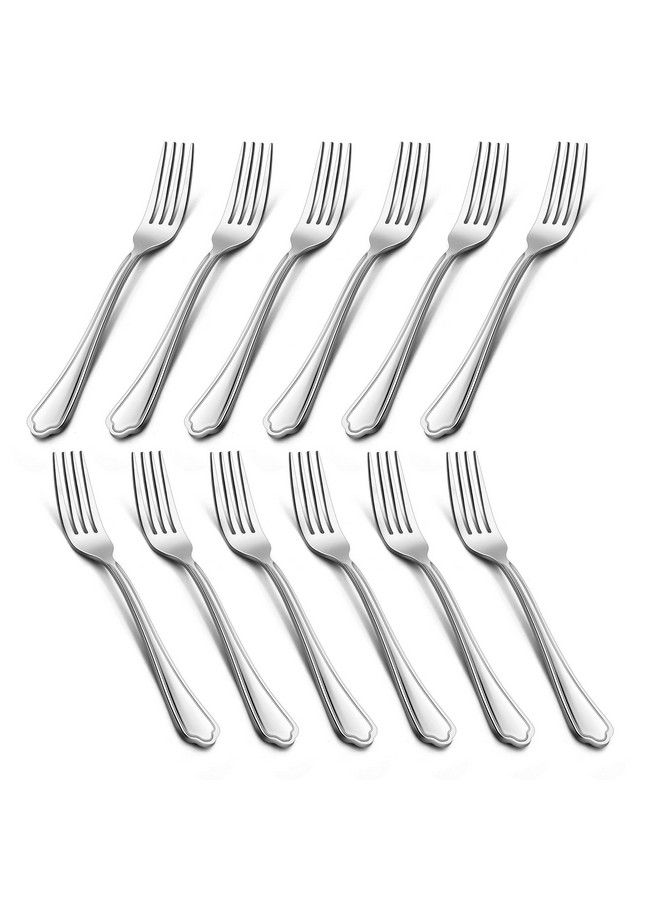 Salad Forks Set Of 12 Lianyu 6.7 Inches Stainless Steel Forks Silverware Appetizer Dessert Forks With Scalloped Edge Cutlery Flatware Forks For Home Restaurant Dishwasher Safe