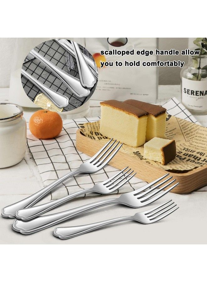 Salad Forks Set Of 12 Lianyu 6.7 Inches Stainless Steel Forks Silverware Appetizer Dessert Forks With Scalloped Edge Cutlery Flatware Forks For Home Restaurant Dishwasher Safe