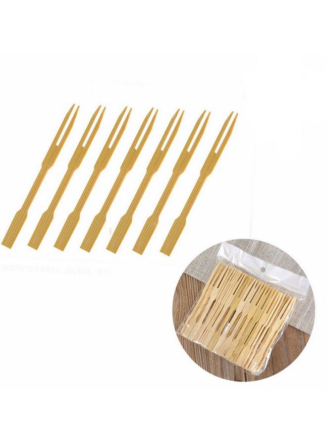 600Pcs Bamboo Forkswooden Appetizer Forks For Appetizer Cocktail Fruit Pastry Dessert3.4Inch
