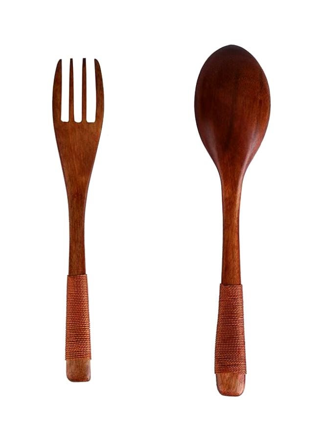 Spoon And Fork Set Brown
