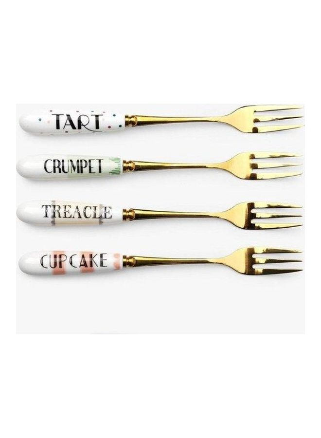 Set Of 4 Cake Forks Multicolour 34x16x198cm