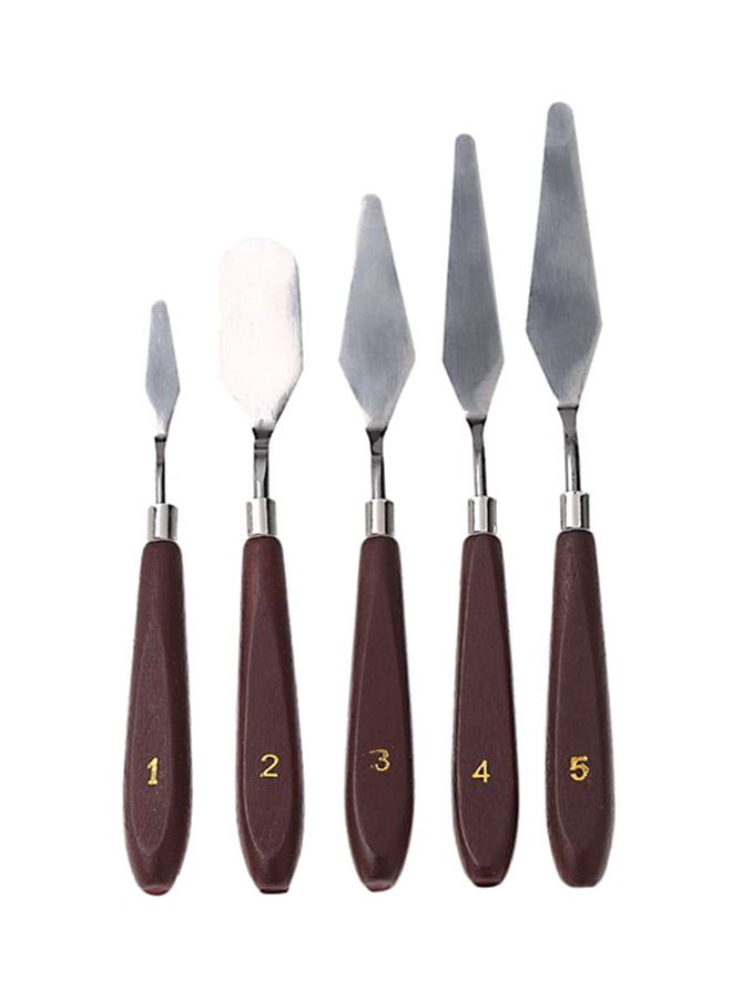 5-Piece Stainless Steel Knife Set Silver/Brown 22cm