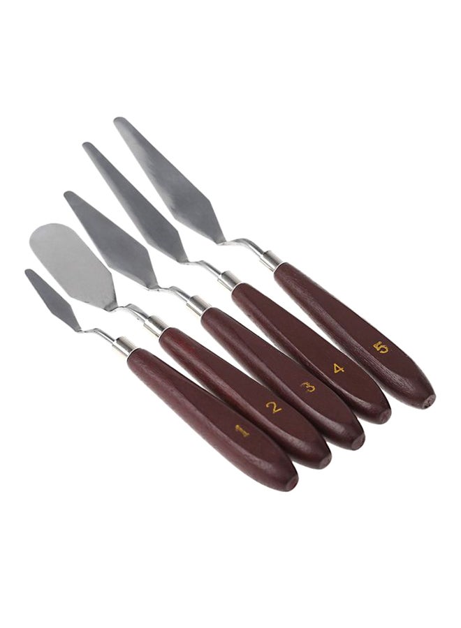 5-Piece Stainless Steel Knife Set Silver/Brown 22cm