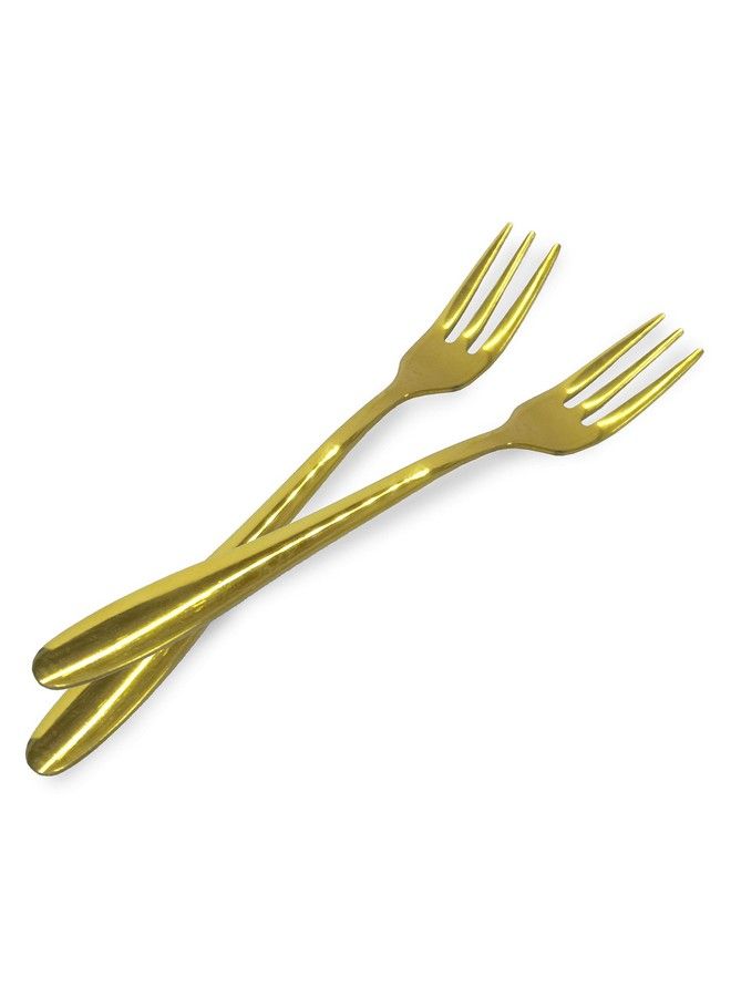 Appetizer Small Forks Set Of 12 5.2 Inches Dessert Forks Stainless Steel Gold 3Tine Portable Cocktail Salad Fruit Forks For Party Travel (12 Forks Gold)