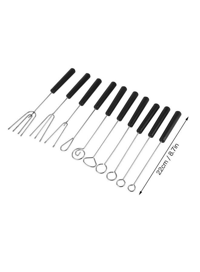 10Pcs Chocolate Dipping Fork Set Baking Supplies Stainless Steel Fondue Forks Diy Decorating Tool Set