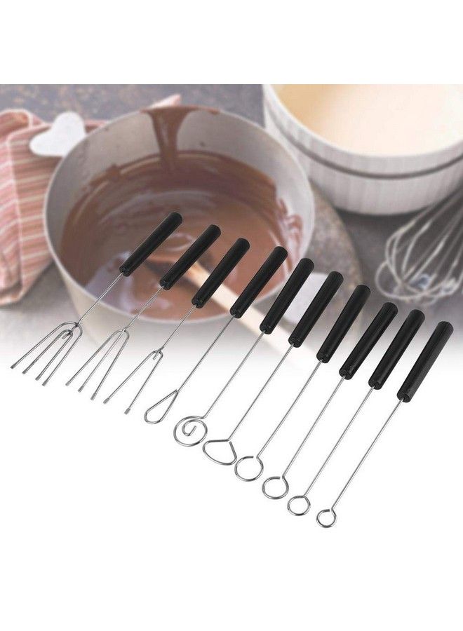 10Pcs Chocolate Dipping Fork Set Baking Supplies Stainless Steel Fondue Forks Diy Decorating Tool Set