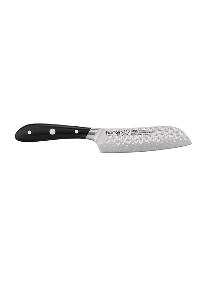 Hattori Hammered Santoku Knife Black/Silver 5inch