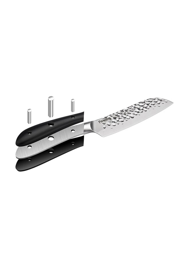 Hattori Hammered Santoku Knife Black/Silver 5inch