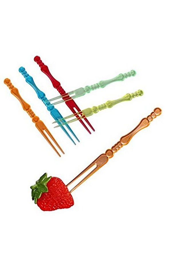 200Pcs Disposable Plastic Cocktail Picks Fruit Forksthere Are Five Colors And Exquisite Workmanship