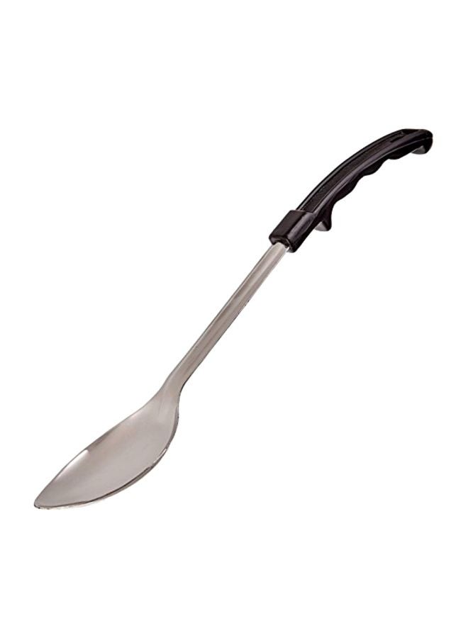 Solid Basting Spoon With Stop Hook And Bakelite Handle Silver/Black 13inch