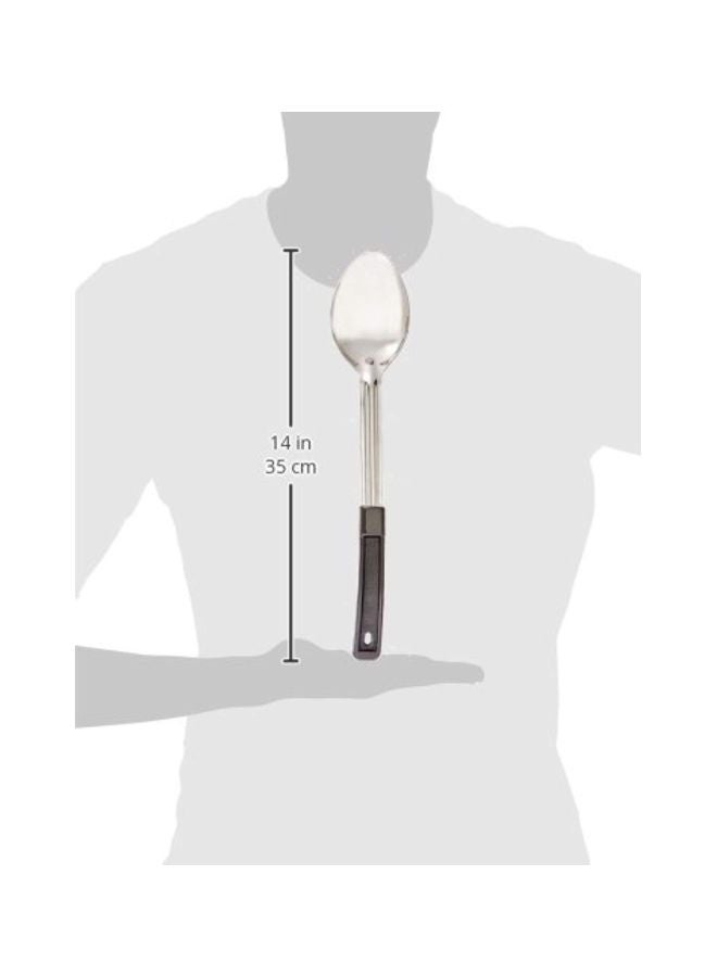 Solid Basting Spoon With Stop Hook And Bakelite Handle Silver/Black 13inch