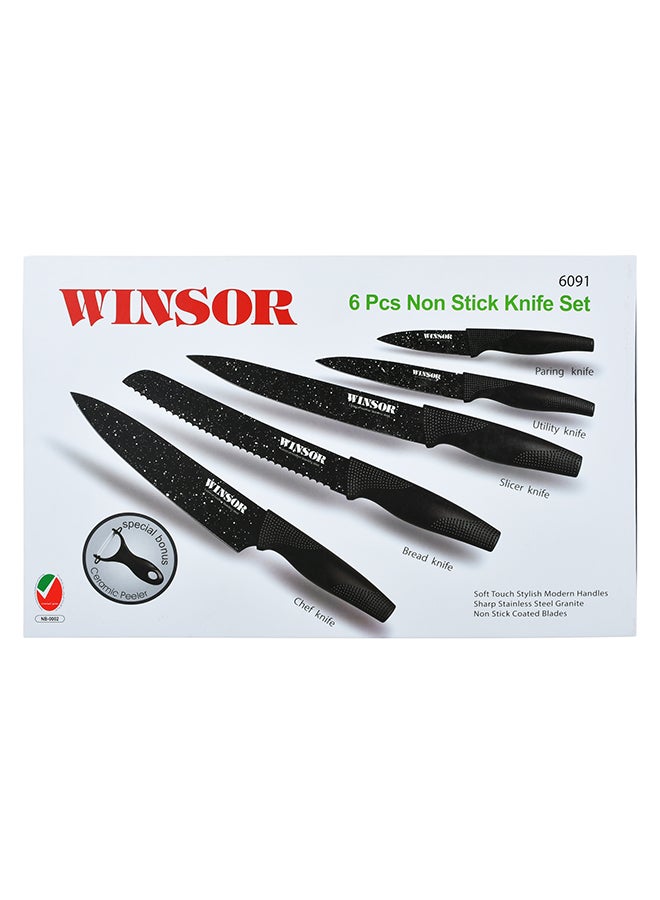 6-Piece Non Stick Knife Set Black
