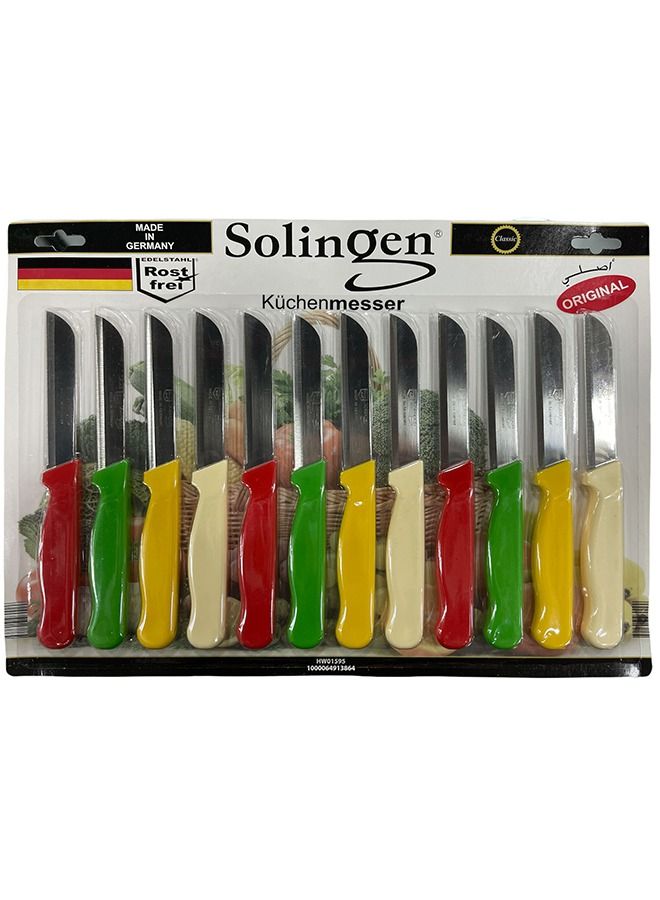 Solingen Knife 12Pcs Solid Color Handle