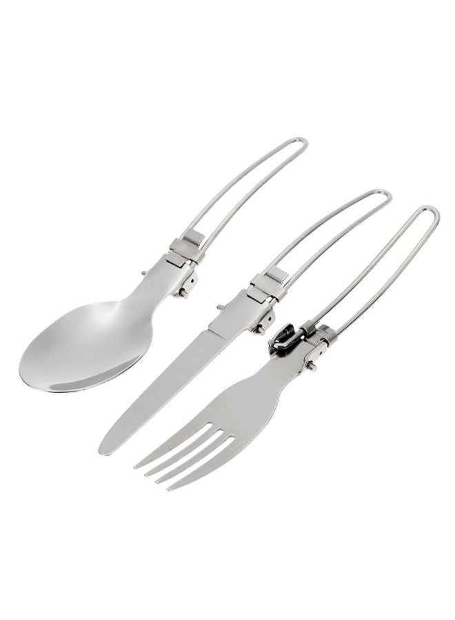 3-Piece Spoon Fork And Knife Set Silver 11.0x7.5x2.0centimeter