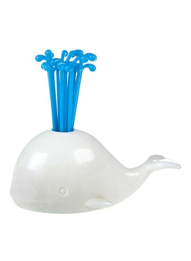 16-Piece Fruit Pick With Holder White/Blue 10x4.9x4.5centimeter